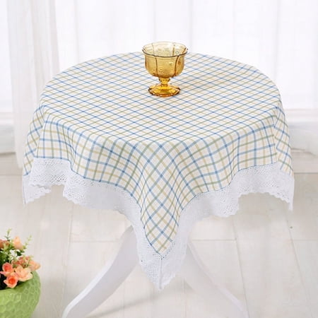 Zhuge Square Tablecloth,Nightstand Tablecloth,Side Table Cover,Table Cloth for Bedside Table/Nightstand/Night Table/Tea Table/End Table,Table Dustcover Doilies for Furniture (checkered blue-green)