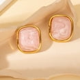 thumbnail image 1 of Zhuge Stainless Steel Square Multi-color Resin Stud Earrings for Women Statement Ear Studs Bohemian Summer Earring,Orange, 1 of 2
