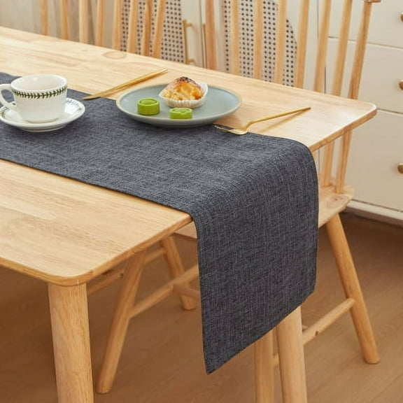 Zhuge Thickened Linen Table Runner, Heat-Resistant Insulation Pad, Versatile Decor for Dining Tables, Office Desks & Tea Tables (black, 240*30cm)
