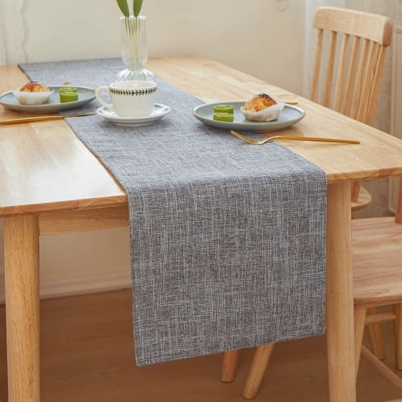 Zhuge Thickened Linen Table Runner, Heat-Resistant Insulation Pad, Versatile Decor for Dining Tables, Office Desks & Tea Tables (dark gray, 180*30cm)