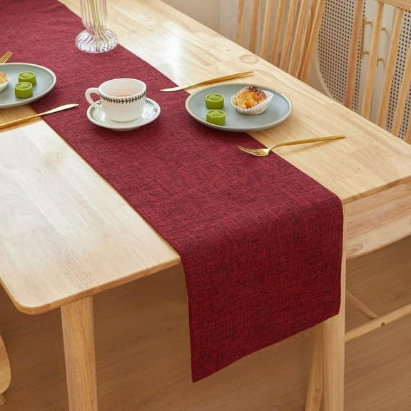 Zhuge Thickened Linen Table Runner, Heat-Resistant Insulation Pad, Versatile Decor for Dining Tables, Office Desks & Tea Tables (red, 180*30cm)