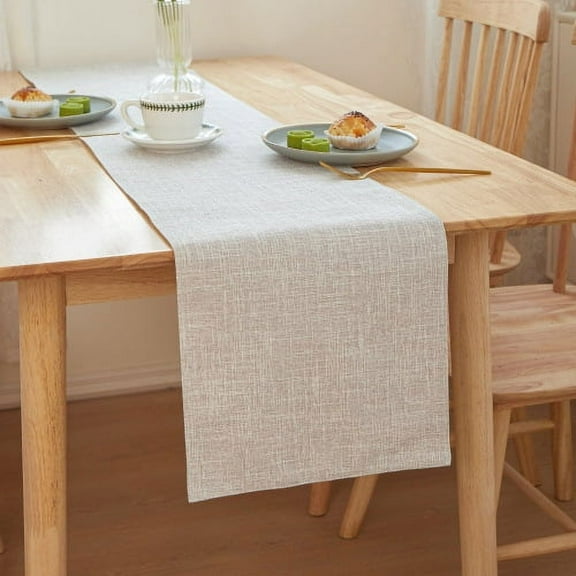 Zhuge Thickened Linen Table Runner, Heat-Resistant Insulation Pad, Versatile Decor for Dining Tables, Office Desks & Tea Tables (white, 210*30cm)