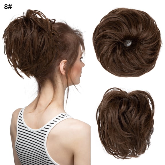 Zhuge Tousled Updo Messy Hair Bun,Natural Adjustable Versatile Synthetic Hair Scrunchies for Women GirlsMedium Brown