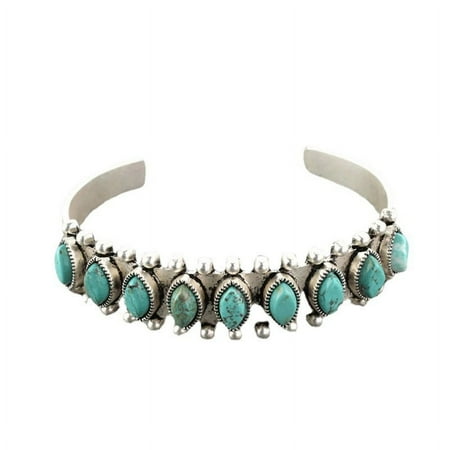 Zhuge Turquoise Bracelet for Women Adjustable Turquoise Cuff Bracelets Turquoise Open Bangle Bracelet Western Bohemian Bangle for Jewelry Gift(01)