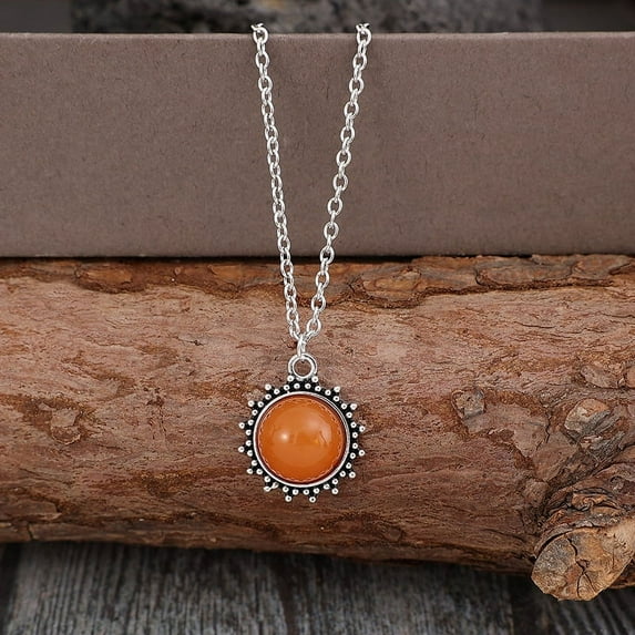 Zhuge Vintage Necklace Fashion Jewelry Sweater Chain Necklace Handmade Jewelry for Women (Orange)
