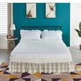 thumbnail image 1 of Zhuge Vintage Pleated Dust Ruffle with Lace Trim, Retro Elegant Bed Skirt, 39.38 x 78.75 Inch Base 14.97 Inch Drop Bedroom Bedding Decor, Beige, 1 of 4