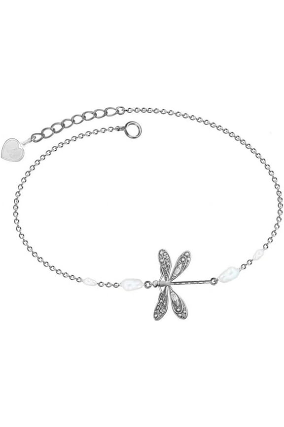 Vintage Silver Dragonfly Anklet, Adjustable Dragonfly Ankle Link Chain Anklets Insect Gifts Women Silvery