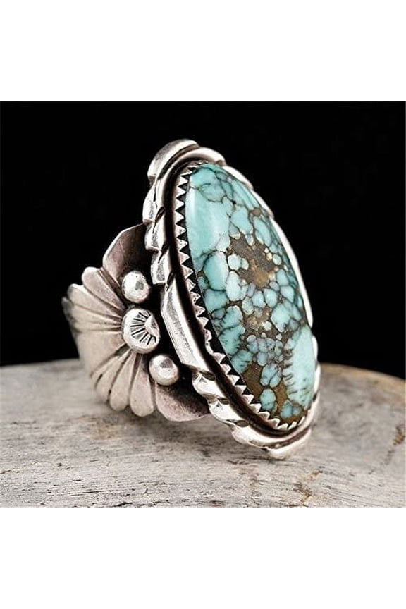 Vintage Women Jewelry 925 Silver Turquoise Gem Fashion Wedding Ring Size 6-10 (9)