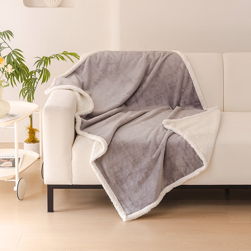 Zhuge Washable Pet Sleeping Mat & Throw Blanket for Small/Medium Dogs, Puppies & Cats, Couch Cover Protection with Soft Fleece, 100*71cm, 1 Piece-Grey White