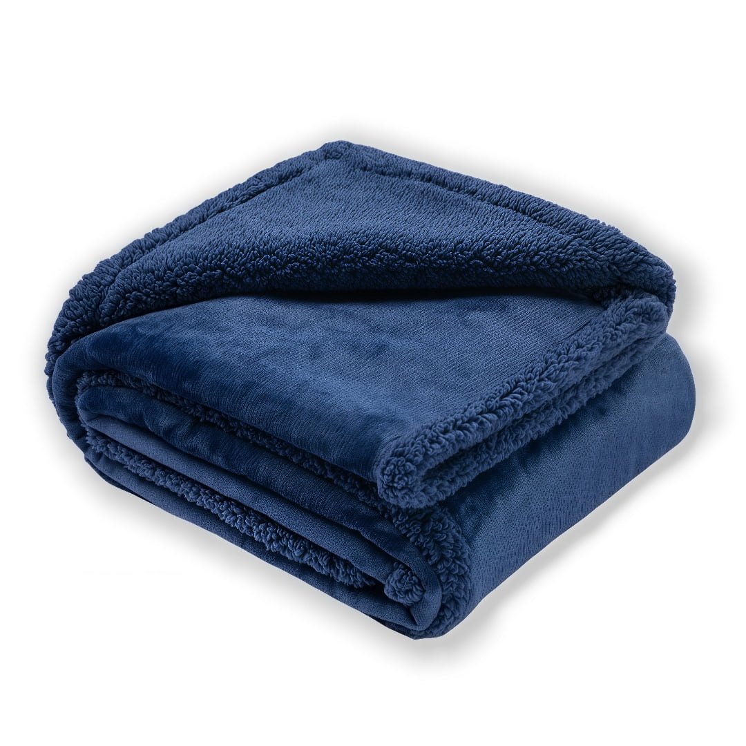 Zhuge Washable Pet Sleeping Mat & Throw Blanket for Small/Medium Dogs, Puppies & Cats, Couch Cover Protection with Soft Fleece-Dark Blue, 100*71cm, 1 Piece