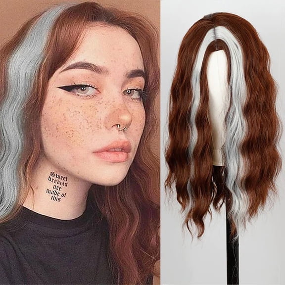 Zhuge Wavy Wig No Bangs Middle Parted Cosplay Hair for Daily Party,25.6in，A42