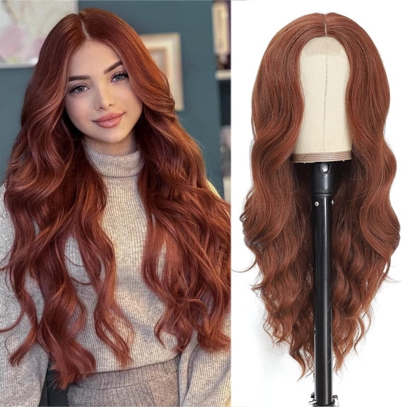 Zhuge Wavy Wig No Bangs Middle Parted Cosplay Hair for Daily Party,28inA19