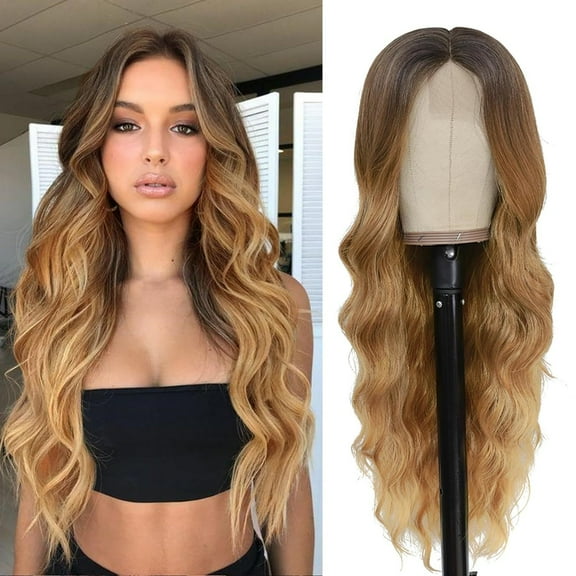 Zhuge Wavy Wig No Bangs Middle Parted Cosplay Hair for Daily Party,28in，A25