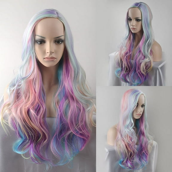 Zhuge Wavy Wig No Bangs Middle Parted Cosplay Hair for Daily Party,28in，A64