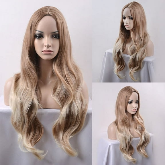 Zhuge Wavy Wig No Bangs Middle Parted Cosplay Hair for Daily Party,28in，A71