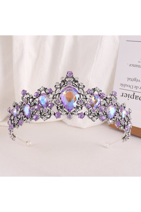 Wedding Tiara for Bride Princess Tiara Headband Bridal Crown,Crystal Rhinestone Hair Jewelry Decor for Queen Girl Bride Birthday Prom Wedding Pageant Halloween Costume Party(Purple)