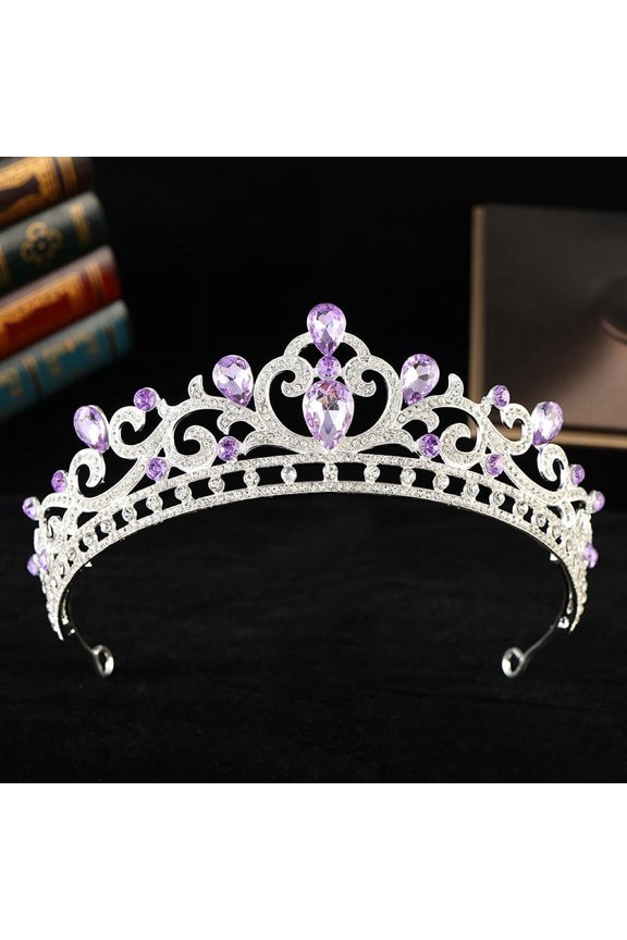 Wedding Tiara for Bride Princess Tiara Headband Bridal Crown,Crystal Rhinestone Hair Jewelry Decor for Queen Girl Bride Birthday Prom Wedding Pageant Halloween Costume Party(Purple)