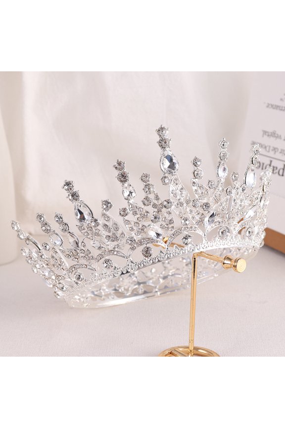 Wedding Tiara for Bride Princess Tiara Headband Bridal Crown,Crystal Rhinestone Hair Jewelry Decor for Queen Girl Bride Birthday Prom Wedding Pageant Halloween Costume Party(White)