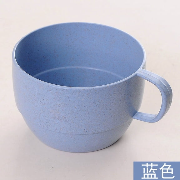 Zhuge Wheat Straw Plastic Coffee Cups Reusable Mugs with Handles, Unbreakable, Lightweight-2pcs,Blue
