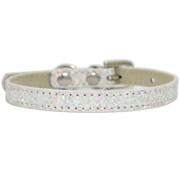 Zhuge White M Size Adjustable Rhinestone PU Leather Pet Collar, Bling Collar for Cats & Dogs,1 Pc