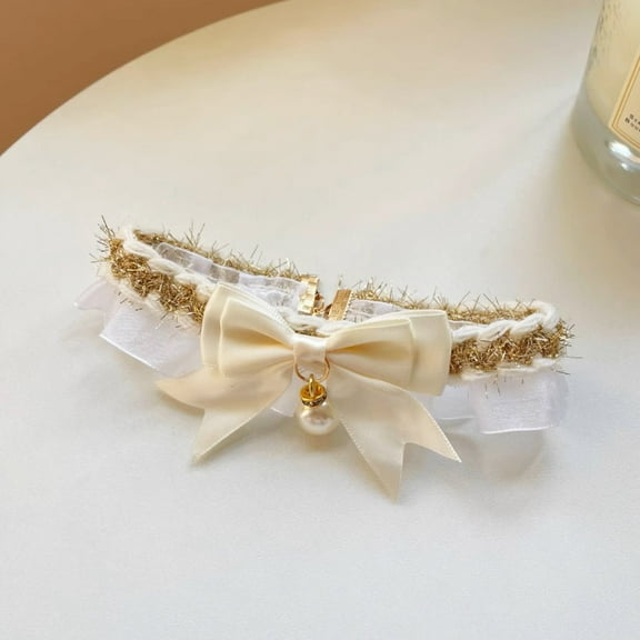 Zhuge White XS Size Chic Lace Pet Collar with Absorbent Saliva Towel, Adorable Round Neck Scarf for Dogs (1-Pack)