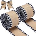 thumbnail image 1 of Zhuge Wide Black and White Wired Edge Plaid Burlap Ribbon – Decorative Craft Ribbon for DIY Projects, Gift Wrapping & Christmas Decor, 1 of 4