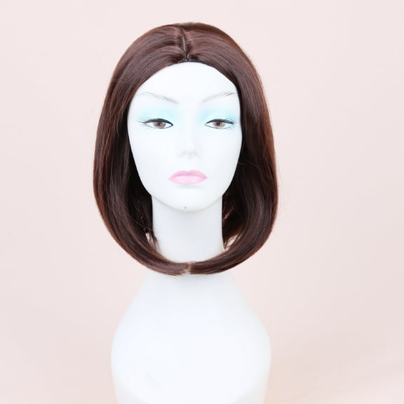 Zhuge Wig Short Straight Bob Wig Colorful Wigs for Girls Shoulder Length Synthetic Cosplay Party Wigs for Women，Dark Brown
