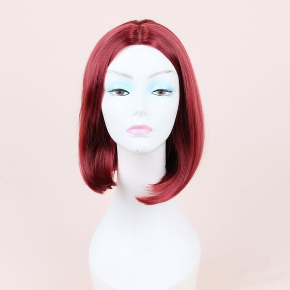 Zhuge Wig Short Straight Bob Wig Colorful Wigs for Girls Shoulder Length Synthetic Cosplay Party Wigs for WomenWine Red