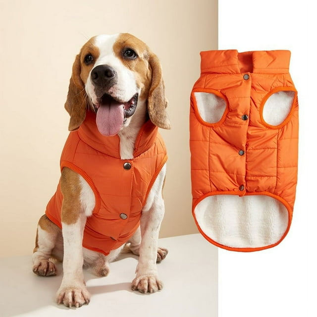 Zhuge Windproof Dog Winter Jacket Dog Coat Warm Dog Vest Cold Weather Pet Apparel with 2 Layers Fleece Lined for Small Medium Large Dogs (S, Orange)