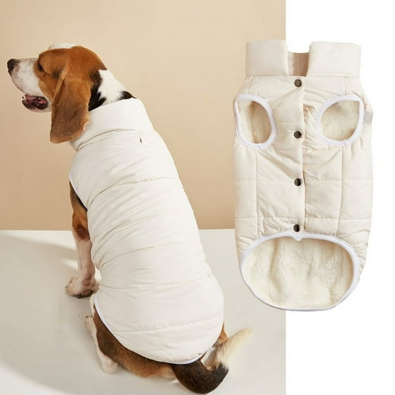 Zhuge Windproof Dog Winter Jacket Dog Coat Warm Dog Vest Cold Weather Pet Apparel with 2 Layers Fleece Lined for Small Medium Large Dogs (XS, White)