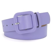 Zhuge Womens Fashion Candy Color Leather Belt with Square Buckle, Stylish Waist Belt for Jeans, Pants, Dresses & Daily Outfits, Light Purple