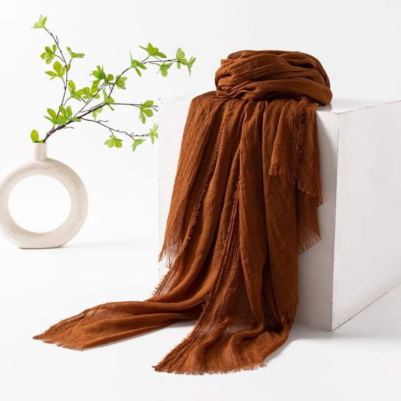 Zhuge Women's Large Summer Gauze Scarf, 39x74 Inch Lightweight Polyester Long Beach Shawl Wrap, Brown A