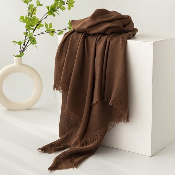 Zhuge Women's Large Summer Gauze Scarf, 39x74 Inch Lightweight Polyester Long Beach Shawl Wrap, Brown