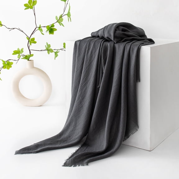 Zhuge Women's Large Summer Gauze Scarf, 39x74 Inch Lightweight Polyester Long Beach Shawl Wrap, Dark Gray b