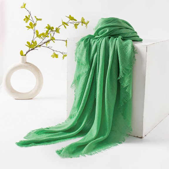 Zhuge Women's Large Summer Gauze Scarf, 39x74 Inch Lightweight Polyester Long Beach Shawl Wrap, Fruit Green