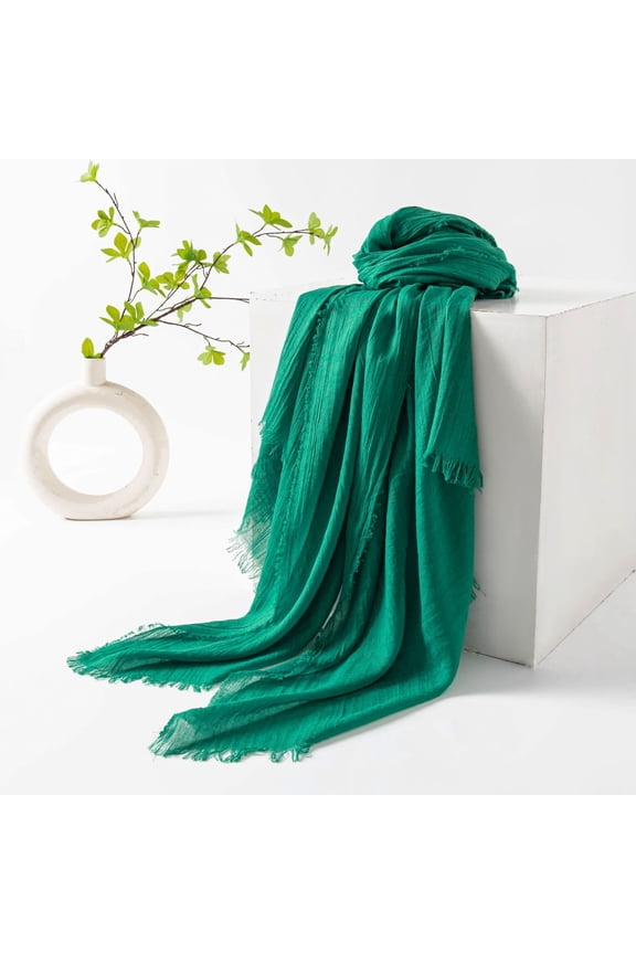 Women's Large Summer Gauze Scarf, 39x74 Inch Lightweight Polyester Long Beach Shawl Wrap, Green B