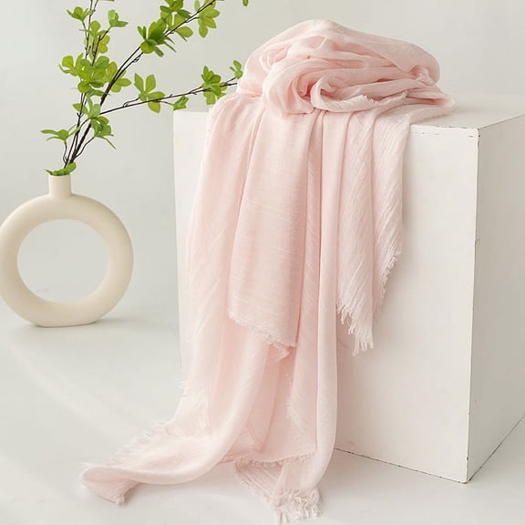 Zhuge Women's Large Summer Gauze Scarf, 39x74 Inch Lightweight Polyester Long Beach Shawl Wrap, Light Pink
