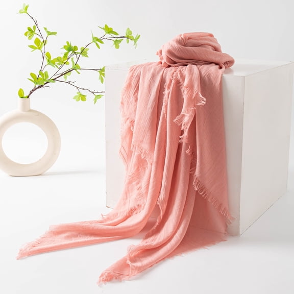 Zhuge Women's Large Summer Gauze Scarf, 39x74 Inch Lightweight Polyester Long Beach Shawl Wrap, Pink