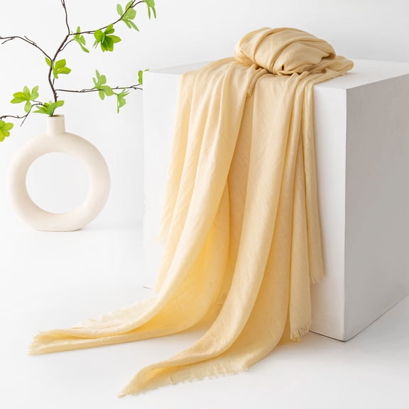 Zhuge Women's Large Summer Gauze Scarf, 39x74 Inch Lightweight Polyester Long Beach Shawl Wrap, Yellow B