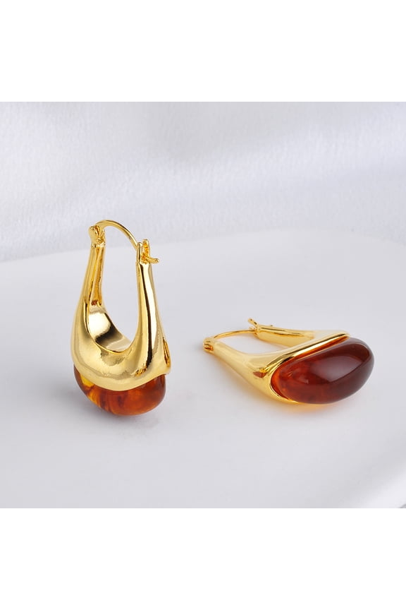 Women's Modern C Shaped Acrylic Resin Hoop Earrings, Durable Stainless Steel Trendy Ear Accessories,A05