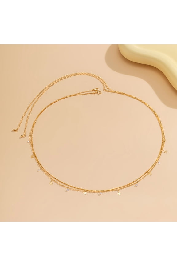 Womens Multilayer Metal Belly Chain, Adjustable Waist Body Jewelry for Everyday Wear, 1 Piece,B04