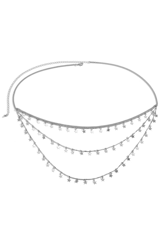 Womens Multilayer Metal Belly Chain, Adjustable Waist Body Jewelry for Everyday Wear, 1 Piece,B18