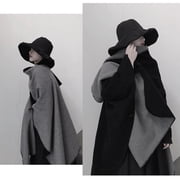 Zhuge Womens Shawl Wraps Open Front Poncho Cape Oversized Sweaters Casual Cardigan Shawls for Fall Winter Double Sided Black Gray