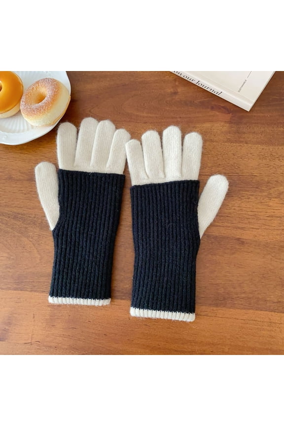Women's Thermal Knit Winter Gloves Elastic Cuff, Stylish & Cozy Warm Gloves-White