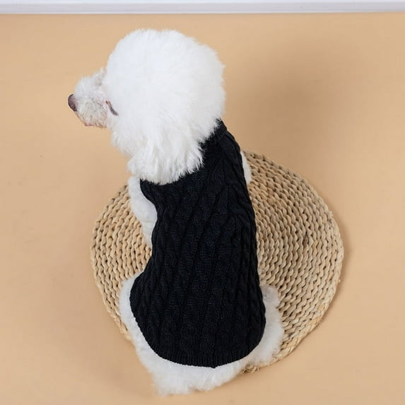 Zhuge XL Size Black Turtleneck Knit Dog Sweater, Warm Pullover Puppy Outfit for Small & Medium Dogs (Bulldog, Poodle, Yorkshire)
