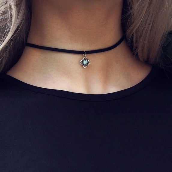 Zhuge -b Vintage Necklace Fashion Jewelry Sweater Chain Necklace Handmade Jewelry for Women (Black)
