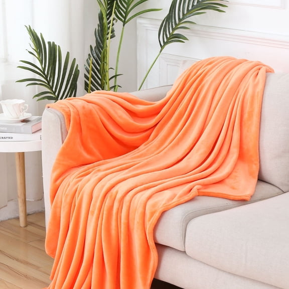 Zhuge bedding wool blanket large gray 300GSM luxury bed blanket anti-static plush soft blanket ultra-fine fiber (90x78.74 inches) - orange