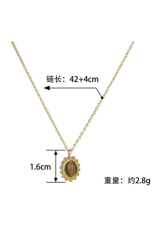 -c handmade necklace pendant suitable for both men and women, vintage natural stone pendant necklace (brown)