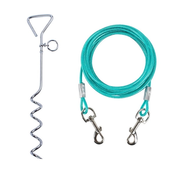 Zhuge dog leash and wooden stake set, suitable for large dogs in yards, outdoor dog ground anchor, used for yard camping, parks, beaches (green)