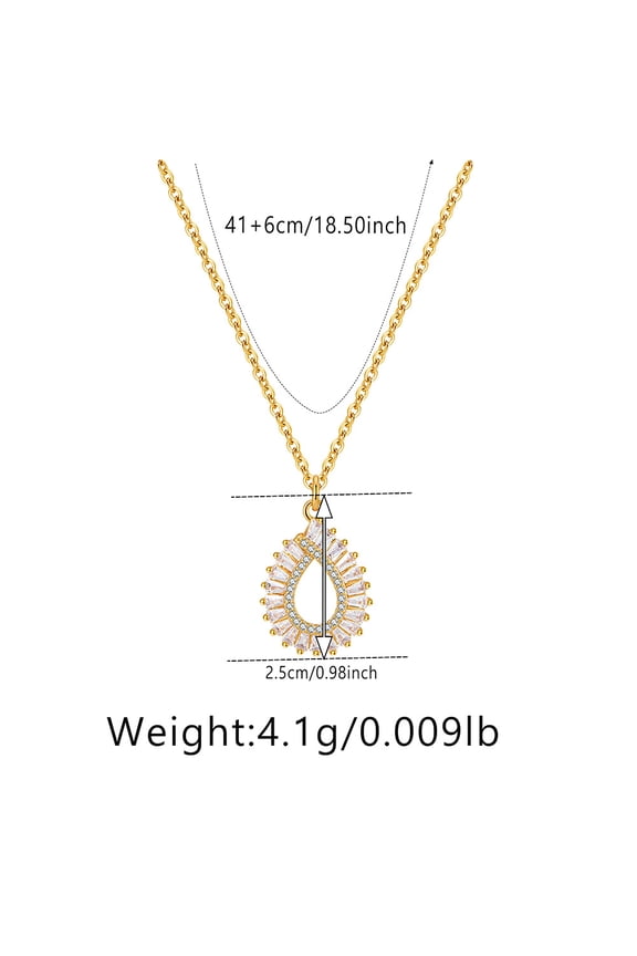 handmade necklace pendant suitable for both men and women, droplet shaped set with zircon pendant necklace (gold)